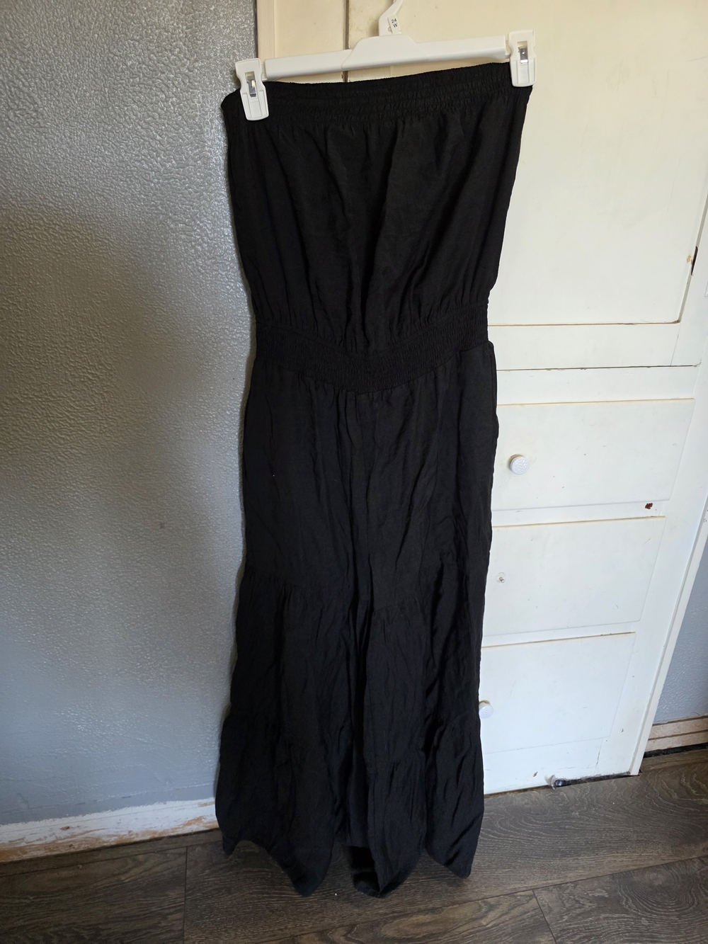 Bluivy Black Strapless Jumpsuit with Smocked Waist